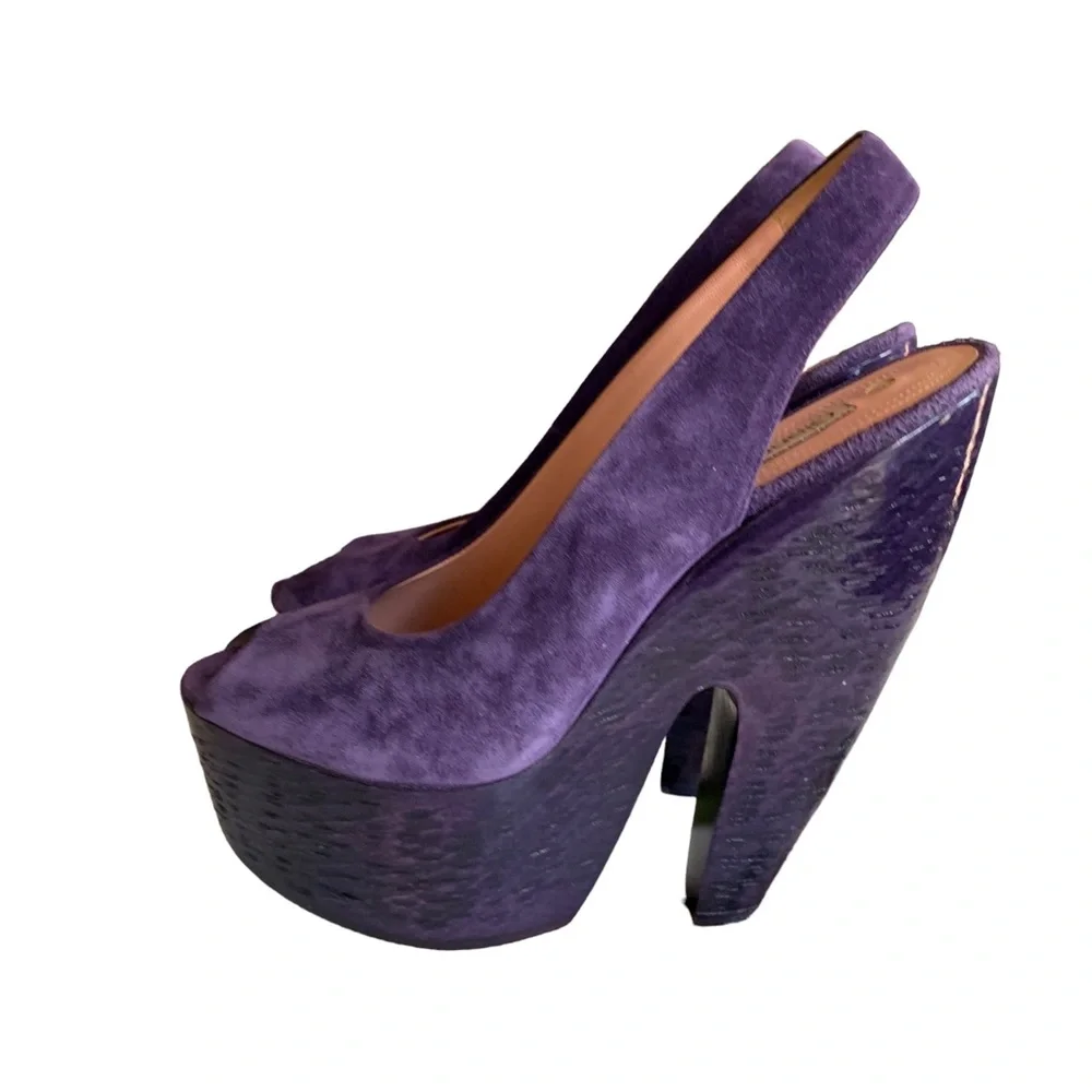 GIANMARCO LORENZI PURPLE SUEDE PLATFORM WEDGE